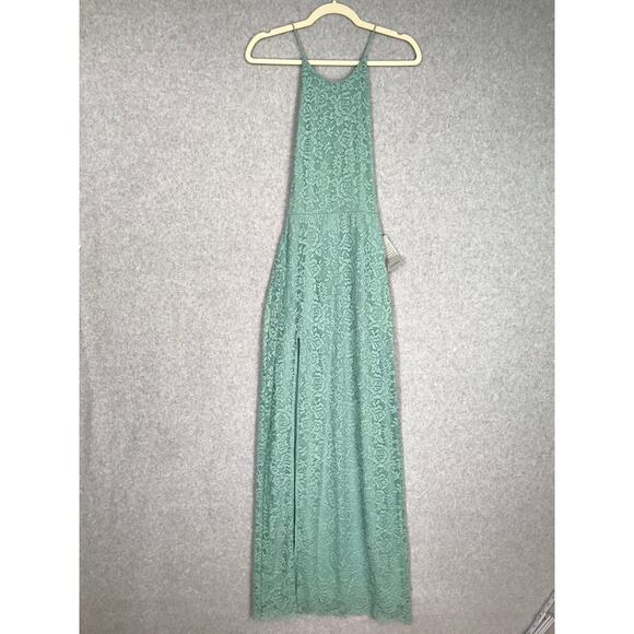 Love Design Dress XS Lace Backless Stretch High Slit Aqua Mint Evening Feminine - Picture 3 of 9
